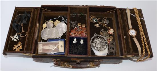 Ladies 9ct gold-cased wristwatch, two miniatures of children, sundry costume jewellery, etc.